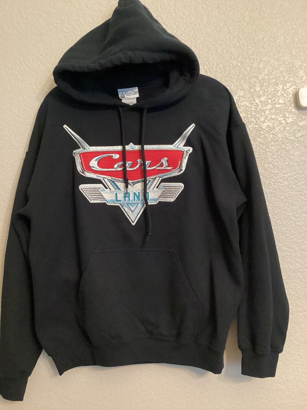 Disney Parks Cars Land Disneyland Black Embroidered Embleum Hoodie M